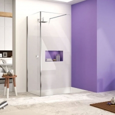 Merlyn Ionic Corner Profile Walk-In Shower Enclosure 1600mm x 800mm (1100mm+800mm Glass) with Tray