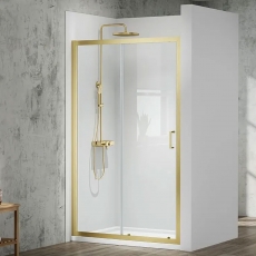 Merlyn Mbox Brushed Brass 6mm Easy-Fit Sliding Shower Door
