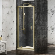 Merlyn Mbox Brushed Brass 6mm Easy-Fit Pivot Shower Door