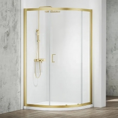 Merlyn Mbox Brushed Brass 6mm 1-Door Offset Quadrant Shower Enclosure