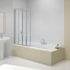 Merlyn Vivid Four Folding Square Bath Screen 1400mm High x 850mm Wide - 4mm Glass