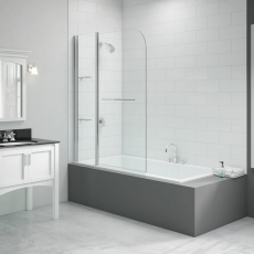 Merlyn Vivid Two Panel Curved Bath Screen with Rail 1500mm High x 1150mm Wide - 6mm Glass
