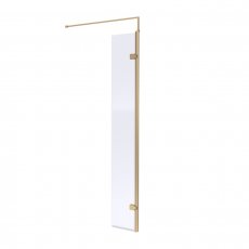 Nuie Wet Room Hinged Return Panel 1850mm High x 300mm Wide 8mm Glass - Brushed Brass
