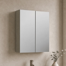 Arno Woodgrain 600mm 2-Door Mirrored Bathroom Cabinet
