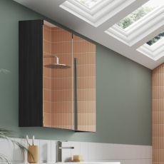 Arno Woodgrain 600mm 2-Door Mirrored Bathroom Cabinet