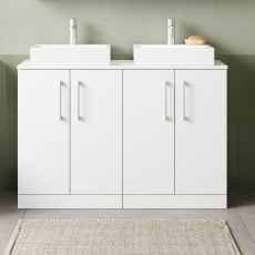 Arno Twin 1200mm 4-Door Floor Standing Vanity Unit with Countertop