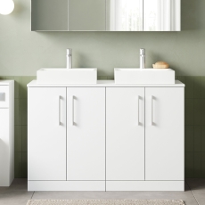 Arno Twin 1200mm 4-Door Floor Standing Vanity Unit with Countertop