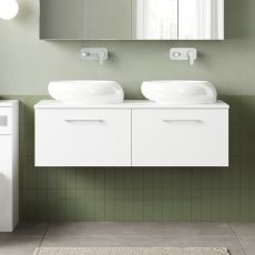 Arno Twin 1200mm 2-Drawer Wall Hung Vanity Unit with Countertop