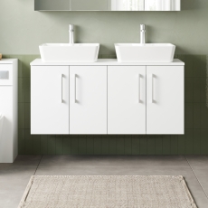 Arno Twin 1200mm 4-Door Wall Hung Vanity Unit with Countertop