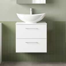 Arno 600mm 2-Drawer Wall Hung Vanity Unit with Countertop