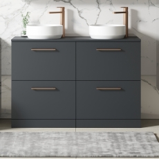 Arno Twin 1200mm 4-Drawer Floor Standing Vanity Unit with Countertop