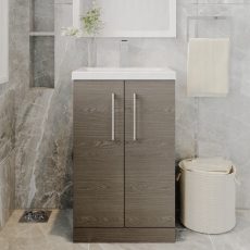 Arno Woodgrain 500mm 2-Door Floor Standing Vanity Unit