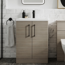 Arno Woodgrain 600mm 2-Door Floor Standing Vanity Unit