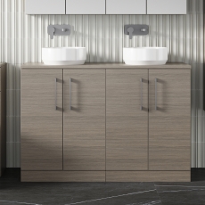 Arno Woodgrain Twin 1200mm 4-Door Floor Standing Countertop Vanity Unit