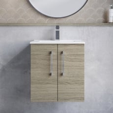 Arno Woodgrain 500mm 2-Door Wall Hung Vanity Unit
