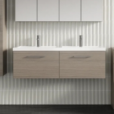 Arno Twin Woodgrain 1200mm 2-Drawer Wall Hung Vanity Unit