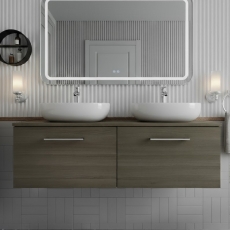 Arno Woodgrain Twin 1200mm 2-Drawer Wall Hung Vanity Unit with Countertop