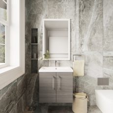 Arno Woodgrain 600mm 2-Door Wall Hung Vanity Unit