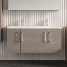 Arno Twin Woodgrain 1200mm 4-Door Wall Hung Vanity Unit