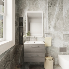 Arno Woodgrain 600mm 2-Drawer Wall Hung Vanity Unit