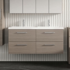 Arno Twin Woodgrain 1200mm 4-Drawer Wall Hung Vanity Unit