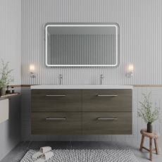Arno Twin Woodgrain 1200mm 4-Drawer Wall Hung Vanity Unit