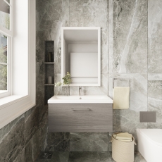 Arno Woodgrain 800mm 1-Drawer Wall Hung Vanity Unit