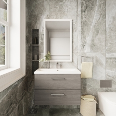 Arno Woodgrain 800mm 2-Drawer Wall Hung Vanity Unit