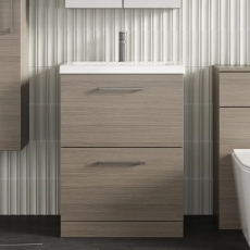 Arno Woodgrain 600mm 2-Drawer Floor Standing Vanity Unit