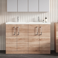 Arno Twin Woodgrain 1200mm 4-Door Floor Standing Vanity Unit