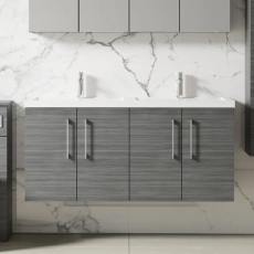 Arno Twin Woodgrain 1200mm 4-Door Wall Hung Vanity Unit