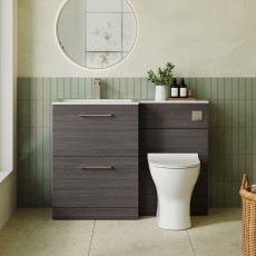 Arno Woodgrain 1100mm 2-Drawer Combination Vanity Basin and Toilet Unit