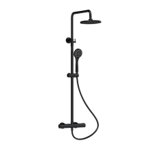 Nuie Arvan Round Thermostatic Bar Mixer Shower with Shower Kit and Fixed Head - Matt Black