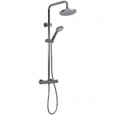 Nuie Arvan Round Thermostatic Bar Mixer Shower with Shower Kit and Fixed Head - Brushed Pewter