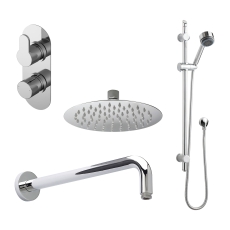 Nuie Arvan Thermostatic Twin Concealed Complete Mixer Shower with Diverter - Chrome