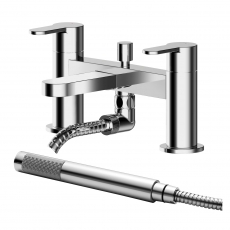 Nuie Arvan Pillar Mounted Bath Shower Mixer Tap with Shower Kit - Chrome