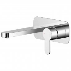 Nuie Arvan 2-Hole Wall Mounted Basin Mixer Tap with Plate - Chrome