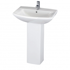 Nuie Asselby Medium Basin and Full Pedestal 600mm Wide - 1 Tap Hole