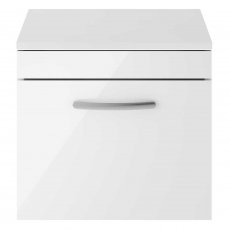 Nuie Athena Wall Hung 1-Drawer Vanity Unit and Worktop 500mm Wide - Gloss White
