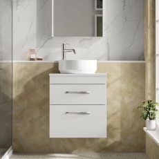 Athena 500mm 2-Drawer Wall Hung Vanity Unit with Countertop