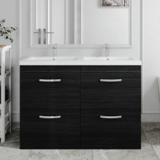 Athena Twin 1200mm 4-Drawer Floor Standing Vanity Unit