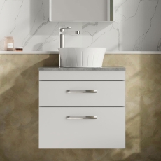 Athena 600mm 2-Drawer Wall Hung Vanity Unit with Countertop
