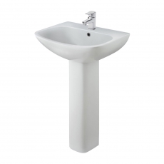 Nuie Ava Basin and Full Pedestal 545mm Wide - 1 Tap Hole