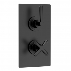 Nuie Aztec Thermostatic Concealed Shower Valve with Diverter Dual Handle - Matt Black