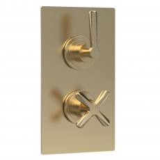 Nuie Aztec Thermostatic Concealed Shower Valve Dual Handle - Brushed Brass