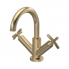 Nuie Aztec Mono Basin Mixer Tap With Waste - Brushed Brass