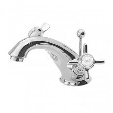 Nuie Beaumont Luxury Mono Basin Mixer Tap Dual Handle with Pop Up Waste - Chrome