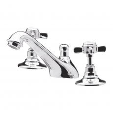 Nuie Beaumont 3-Hole Basin Mixer Tap Deck Mounted with Pop Up Waste - Chrome