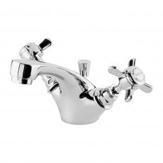 Nuie Beaumont Mono Basin Mixer Tap Dual Handle with Pop Up Waste - Chrome