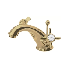 Nuie Beaumont Luxury Mono Basin Mixer Tap Dual Handle with Pop Up Waste - Brushed Brass